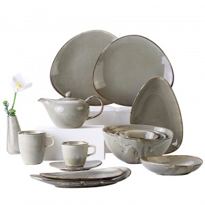 Unbreakable Japanese style irregular porcelain home dinner tableware sets glaze china plates bowls set ceramic dinnerware