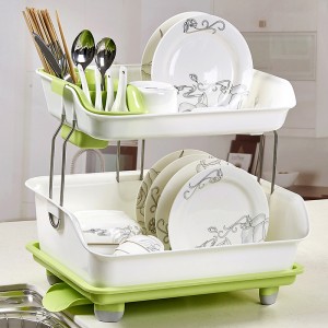 New design Multipurpose kitchen plastic Dish Rack Double Layer Drain Dishes Kitchen Storage