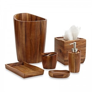 BX 6pcs natural bamboo bathroom accessories wooden bathroom accessories set