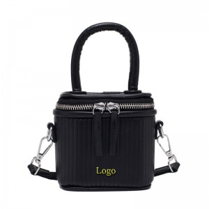 Striped Ladies Small Custom Logo Bucket Purses Embroidery Women OEM Handbags Candy Color PU Leather Women Hand Bags