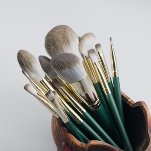 14PCS Brochas De Maquillaje Kabuki Brushes China Custom Logo Natural Wooden Handle Makeup Brush Set