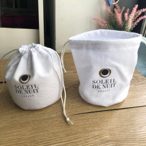 Organic Round Bottom Natural Canvas Pouch Bag For Candle Custom Logo Printed Cotton Drawstring Candle Bag