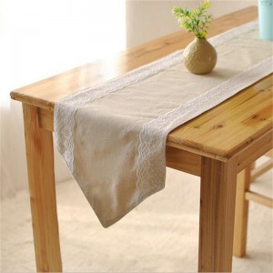 Wholesale banquet decoration cheap plain with lace jute dining table runner