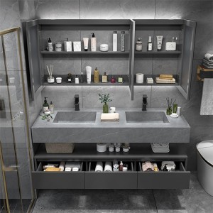 Bathroom Equipment Drawer Storage closeout cabinet 90 cm Luxury Carrara Marble white Lacquer Bathroom Double Vanity