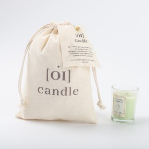 Organic Round Bottom Natural Canvas Pouch Bag For Candle Custom Logo Printed Cotton Drawstring Candle Bag