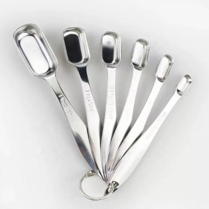 6pcs rectangular metal measurement tools stainless steel measuring spoon set mini with scraper