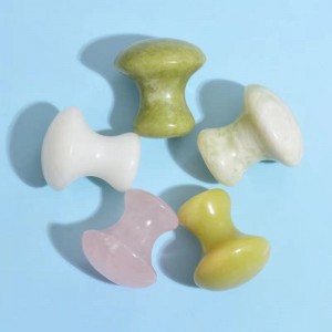 Natural Rose Quartz green Jade Mushroom gua sha tool Facial Massage skin care & tools