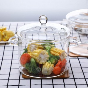 Home cookware glass soup pot cooking pot with handles microwaveable tempered glass bowl glass pots for cooking
