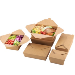 Custom Disposable Restaurant Togo Fast Food Grade Container Salad Sandwich Hamburger Lunch Packing Kraft Paper Packaging Box