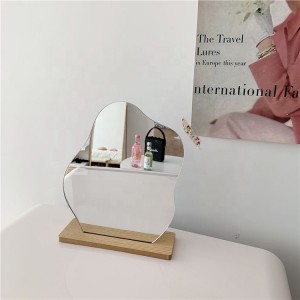 Korean style Makeup Mirror Ins Irregular Acrylic Decorative Mirror Wooden Base Cosmetic de maquillaje vanity mirror