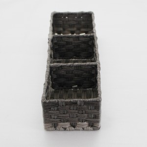 Recommend Concise and Modern Mat Woven Multi-functional Black Combined Rectangular Storage Basket