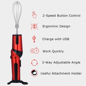 Unique 3 in 1 Cordless USB charge Hand Mixer Battery Operated Mixer Battery kitchen appliances 12w egg beater mixer 2 speed