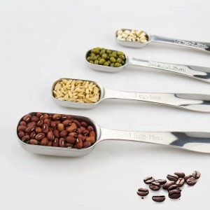 6pcs rectangular metal measurement tools stainless steel measuring spoon set mini with scraper