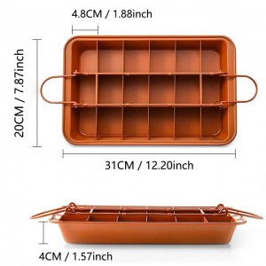Non Stick Brownie Cake Baking Pan Bread Pan with Dividers Built-In 18 Slicer Carbon Steel Bakeware for Oven Baking Brownie Maker