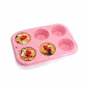 Large Silicone Bakeware Dishwasher Safe Nonstick Cake Maker Molds Silicone Muffin Baking Pan Cupcake Tray 6 Cup