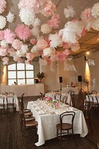 Deko supplies with pink tissue Pom Poms honeycomb balls for bomboniere Birthday Wedding Festival party decorations