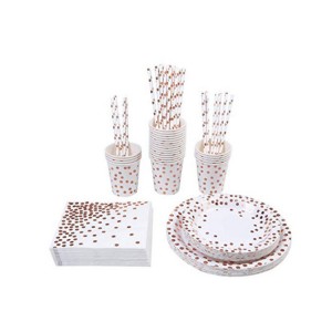 Birthday party tableware set Disposable cake bronzing powder polka dot paper cup paper plate Holiday wedding supplies