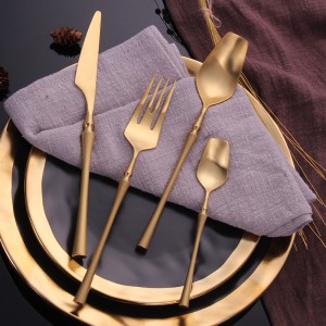 Luxury Metal reusable gold plated cutlery flatware pvd plated stainless steel 304 gold spoon fork knife cutlery set