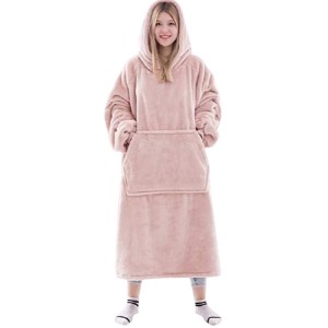 Autumn and winter multiple colors wearable plush sherpa hoodie blanket