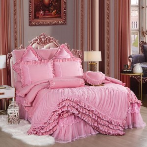 Satin Jacquard lace multipart 100% cotton fabric 1 comforter cover 2 pillowsham 1 bed sheet European luxury style bedding set