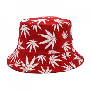 New Designer Fashion Unisex Maple Leaf Printed Reversible Fisherman Caps Logo Custom Printed Bucket Hats Wholesale