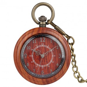 Double Circle Number Wooden Design Your Own Pocket Watch with Watch Chain