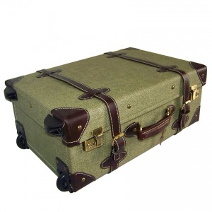 Canvas leather vintage suitcase travelling luggageTrunk Retro trolley classic luggage