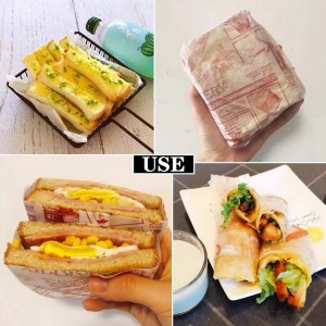 Custom Logo Pe Coated Food Grade Raw Material Wax Papier Meat Wrapping Sandwich Burger Hamburger Greaseproof Paper in Roll