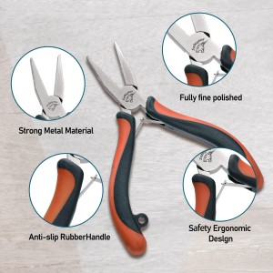 8 Piece Mini Pliers Set with Pouch Hand Tool Set Combination Flat Bent Needle Round Long Nose Diagonal Side End Cutting