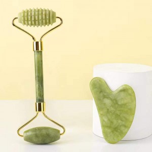 Cheap new arrival 100% Natural Green jade roller facial face jade roller with Box For Women