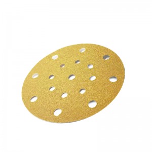 Abrasive sanding discs golden 6inch 150mm 17holes hook and loop sand paper for polishing auto putty abrasive tool