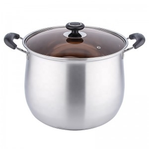 10 Liter 26CM Stainless Steel Casserole Bakelite Handle Cookware Large Tall Stock Pot With Glass Lid