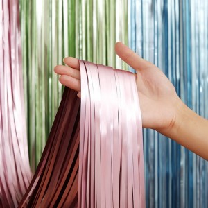 Top Quality Factory direct sales 12M Matte light metallic foil fringe curtains for event party supplies