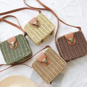 Hotting Candy Color Shoulder Bag Handmade Straw Bags Mini Woven Flap Sweet Pastoral Style Rattan Bag