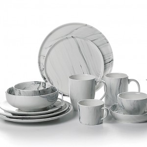 Two-Eight Ceramics Wholesale Oem Dinnerware Sets Marble Plates Luxury Ceramic Dinner Set Crockery Porcelain Dinnerware Sets