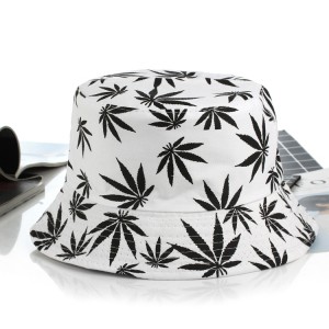 New Designer Fashion Unisex Maple Leaf Printed Reversible Fisherman Caps Logo Custom Printed Bucket Hats Wholesale