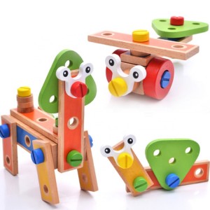 Custom kids Educational Combination Toy Montessori Screw Disassembly And Assembly Screw Toy Wooden Diy Craft