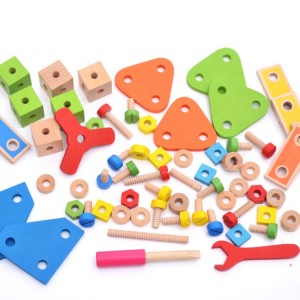 Custom kids Educational Combination Toy Montessori Screw Disassembly And Assembly Screw Toy Wooden Diy Craft