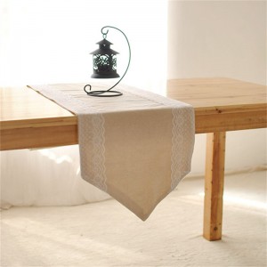 Wholesale banquet decoration cheap plain with lace jute dining table runner