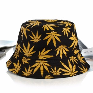 New Designer Fashion Unisex Maple Leaf Printed Reversible Fisherman Caps Logo Custom Printed Bucket Hats Wholesale