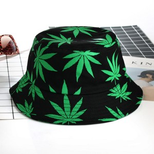 New Designer Fashion Unisex Maple Leaf Printed Reversible Fisherman Caps Logo Custom Printed Bucket Hats Wholesale