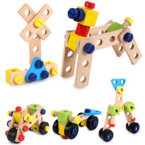 Custom kids Educational Combination Toy Montessori Screw Disassembly And Assembly Screw Toy Wooden Diy Craft