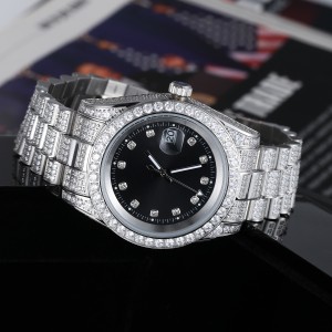 High Quality Fashion Gold Plated Wrist Luxury Mens Diamond Iced Out Custom Logo Quartz Watch For Men