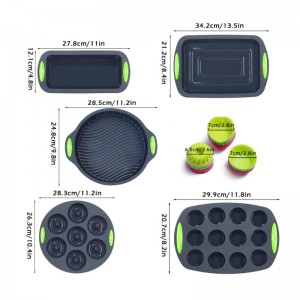 5 Pieces Silicone Bakeware molds Set cookie sheet mini muffin loaf bread baguette Toast pan dishes baking trays