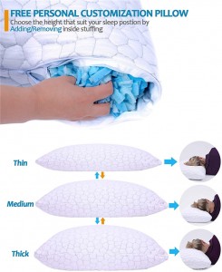 Shredded Memory Foam Pillows Cooling Bamboo Pillow with Adjustable Loft Hypoallergenic Bed Pillows for Side and Back Sleepers