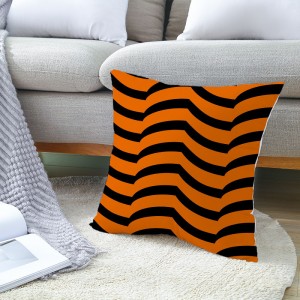 Halloween Geometric Shaped Striped Black Orange Home Decor Custom Printed Pillowcases Pillow Case Square Cushion Cover For Sofa
