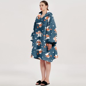 Christmas pattern oversized ultra soft fleece sherpa wearable custom print hoodie blanket