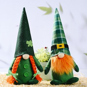 St Patricks Day Ireland Lucky Elf Doll Irish Festival Clover Plush Faceless St Patricks Gnome