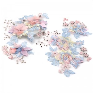 29x21CM 3D Chiffon Cluster Flowers Wedding Dress Decoration Lace Patch Applique For Clothing Accessories