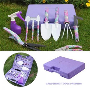 10 pcs Multifunction Purple Flower Women Plastic Box Ladies Garden Tool Set garden equipment and tools